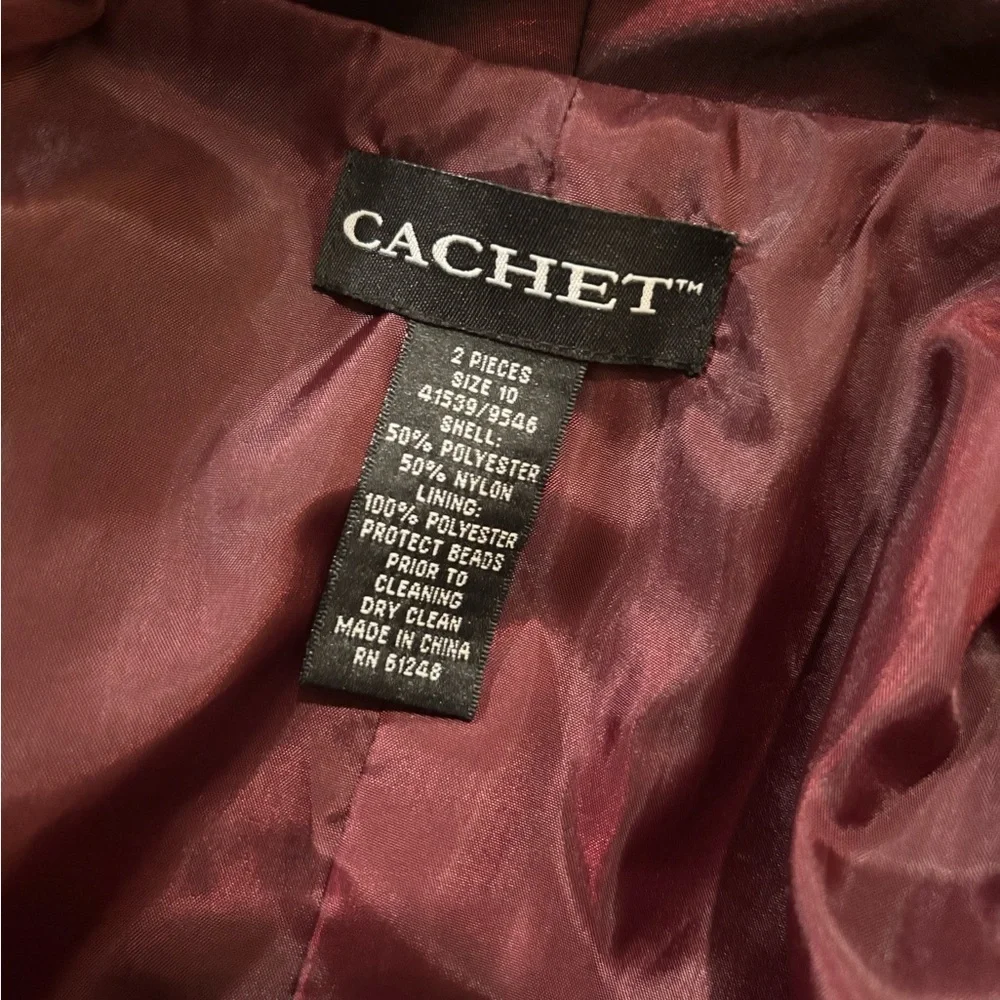 Elegant Formal Cachet Burgundy/Wine Gown w/ Matching Jacket set Sz 10